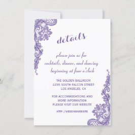 Convite Detalhes do Casamento de Noite com Renda Violeta U