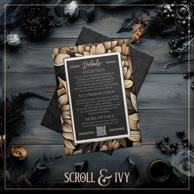 Convite Detalhes do Casamento de Sangue Dourado e Champagn (Criador carregado)