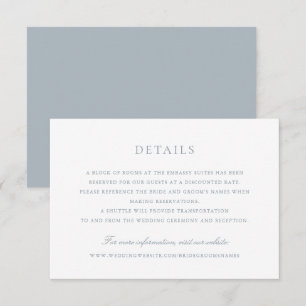 Convite Detalhes do Casamento de Script Azul Dusty Elegant