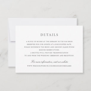 Convite Detalhes do Casamento de Script Branco Negro Elega