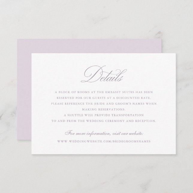 Convite Detalhes do Casamento de Script de Caligrafia Eleg (Frente/Verso)