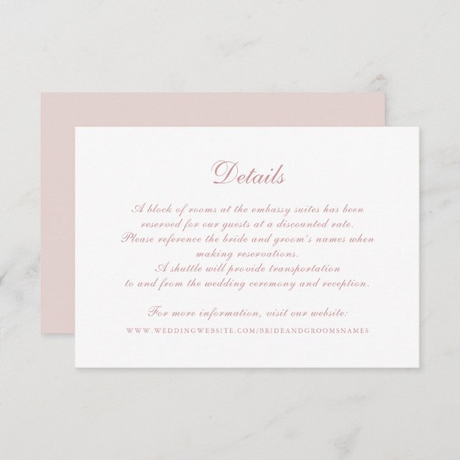 Convite Detalhes do Casamento de Script de Caligrafia Eleg (Frente/Verso)