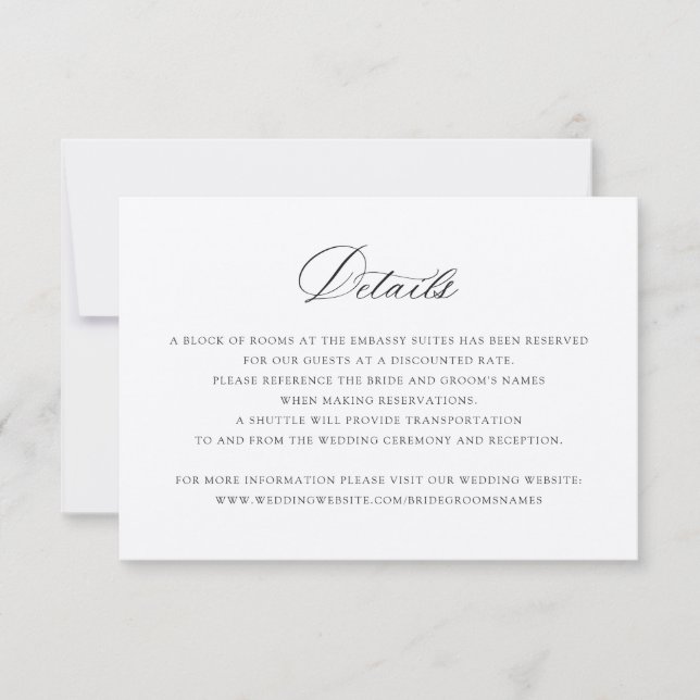 Convite Detalhes do Casamento de Script de Caligrafia Eleg (Frente)