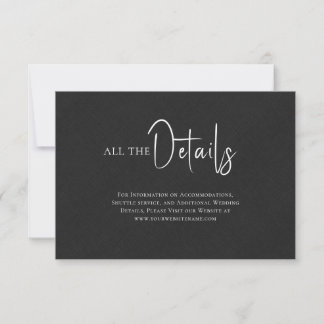 Convite Detalhes do Casamento de Script Preto Simples de L