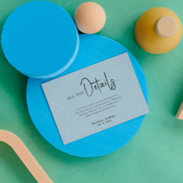 Convite Detalhes do Casamento de Script Preto Simples de L