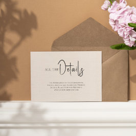 Convite Detalhes do Casamento de Script Preto Simples de L