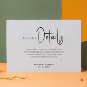 Convite Detalhes do Casamento de Script Preto Simples Line