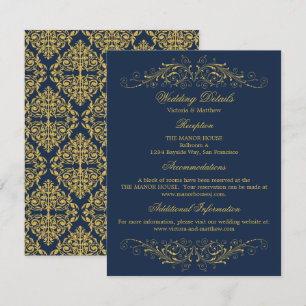 Convite Detalhes do casamento do Marinho Faux Dourado Flou