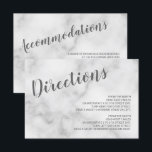 Convite Detalhes do Casamento do Mármaco Branco Elegante C<br><div class="desc">Clássica Elegante White Marble Invitation Suite: Wedding Directions and Acomodations Card com título em fonte moderna de cinza com detalhes em fonte sans serif moderna de cinza em fundo de mármore branco.</div>