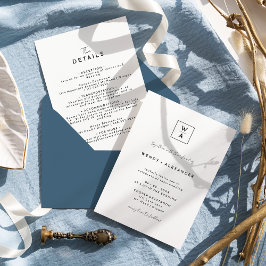 Convite Detalhes do Casamento do Monograma do Script Moder