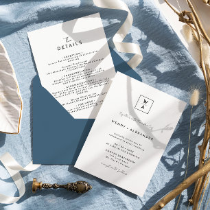 Convite Detalhes do Casamento do Monograma do Script Moder