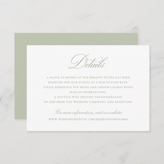 Convite Detalhes do Casamento do Script de Caligrafia Eleg (Frente/Verso)