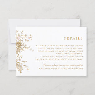 Convite Detalhes do Casamento Dourado da Vintage Floral El