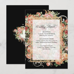 Convite Detalhes do casamento Dourado do Buquê Floral Ele