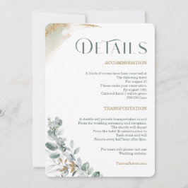 Convite Detalhes do casamento Dourado e Verde Personalizad