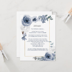 Convite Detalhes do Casamento Dourado Floral Branco Dusty