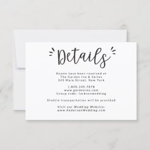 Convite Detalhes do Casamento e Informações de Hospedagem