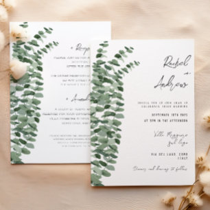 Convite Detalhes do Casamento Elegante da Aquarela Eucalyp