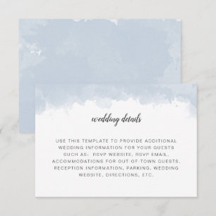 Convite Detalhes do casamento em aquarela azul empoeirado