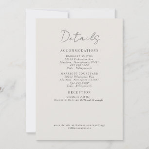Convite Detalhes do Casamento em Creme Enclosure Folhagem
