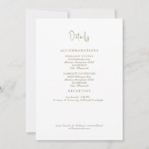 Convite Detalhes do Casamento em Texto Dourado Enclosure