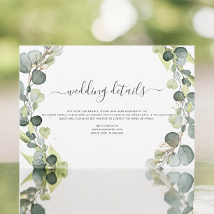 Convite Detalhes do Casamento Eucalipto Suculenta Verde