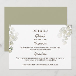 Convite Detalhes do Casamento Eucalyptus Watercolor