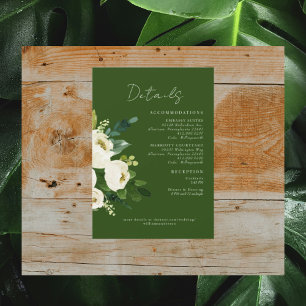 Convite Detalhes do Casamento Floral Branco Verde
