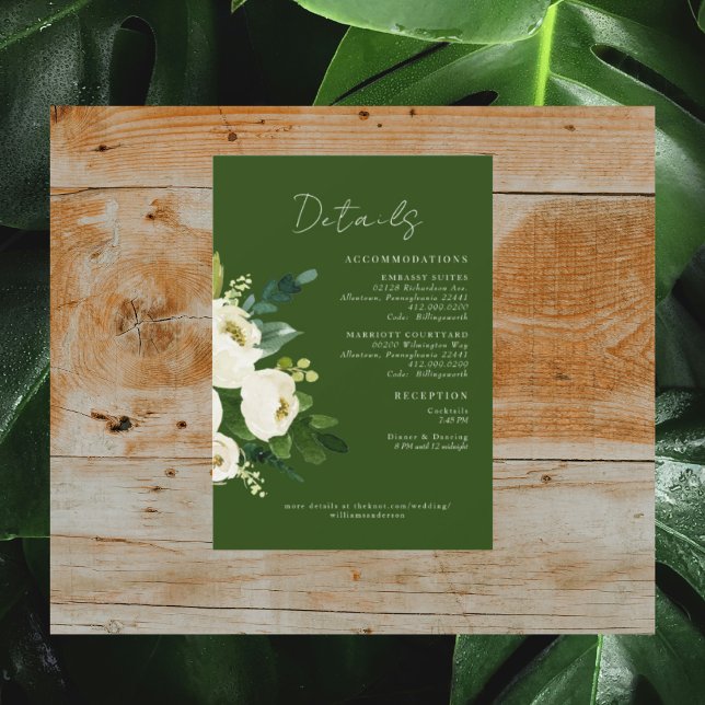Convite Detalhes do Casamento Floral Branco Verde (Criador carregado)