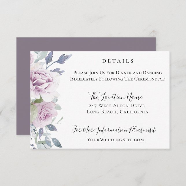 Convite Detalhes do Casamento Floral do Jardim Dusty (Frente/Verso)