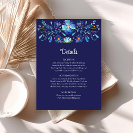 Convite Detalhes do Casamento Floral Fiesta marinho Azul M