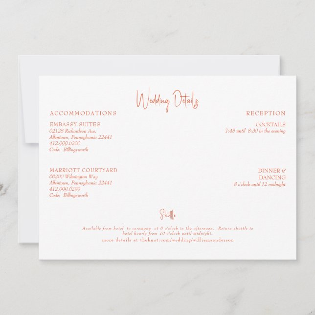 Convite Detalhes do Casamento Laranja (Frente)