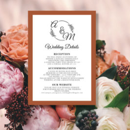 Convite Detalhes do Casamento Laranja Simples e Queimado