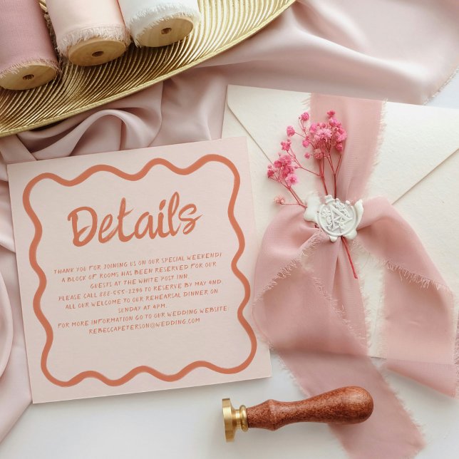 Convite Detalhes do Casamento Retroativo da Letra Pink & R (Criador carregado)