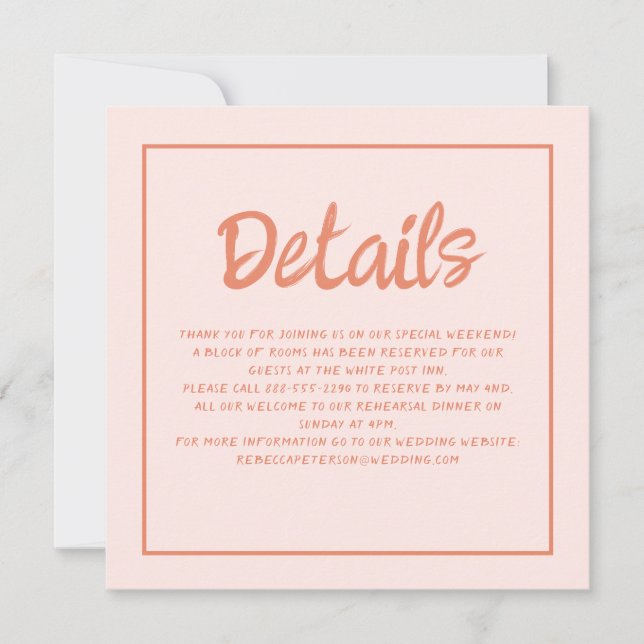 Convite Detalhes do Casamento Retroativo da Manuscrito Ros (Frente)