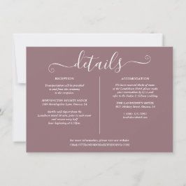 Convite Detalhes do Casamento Roxo Informação