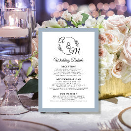 Convite Detalhes do Casamento Simples e Moderno com Azul