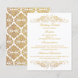 Convite Detalhes do Casamento tema damasco Flourado Faux G