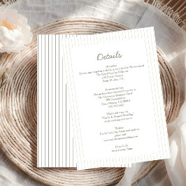 Convite Detalhes do Casamento Verde com Listras Minimalist