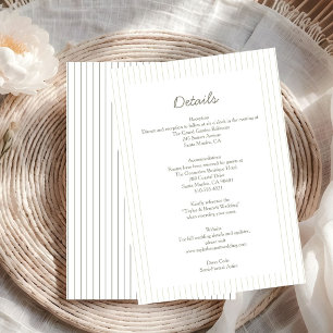 Convite Detalhes do Casamento Verde com Listras Minimalist