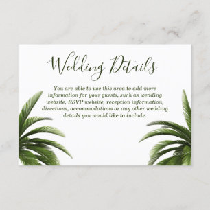 Convite Detalhes do Casamento Verde da Árvore Tropical Pal