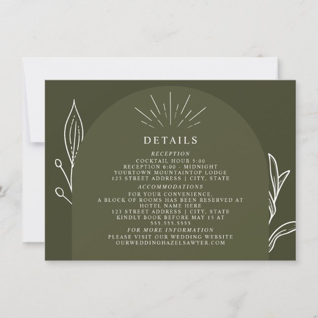 Convite Detalhes do Casamento Verde da Linha Arqueada (Frente)