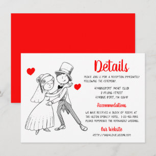 Convite Detalhes do Casamento Vermelho Desenho Animado Noi