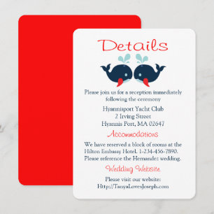 Convite Detalhes do Casamento Vermelho Náutico Baleia Azul