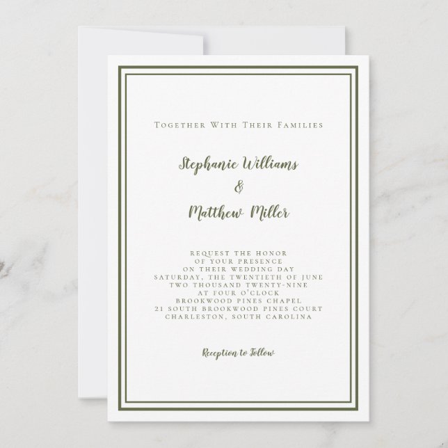 Convite Detalhes do Código QR de RSVP e Casamento Moderno  (Frente)