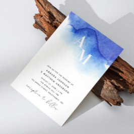 Convite Detalhes do código QR do casamento náutico azul-aq