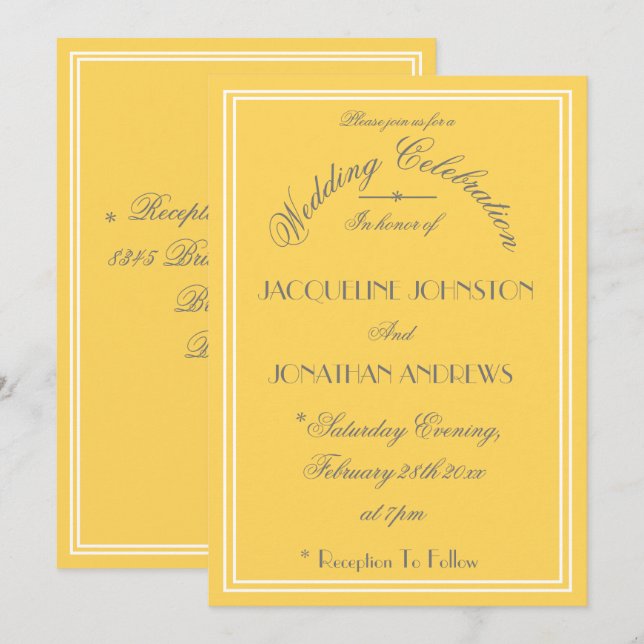 Convite Detalhes do Elegante Script Cinza para Casamento A (Frente/Verso)