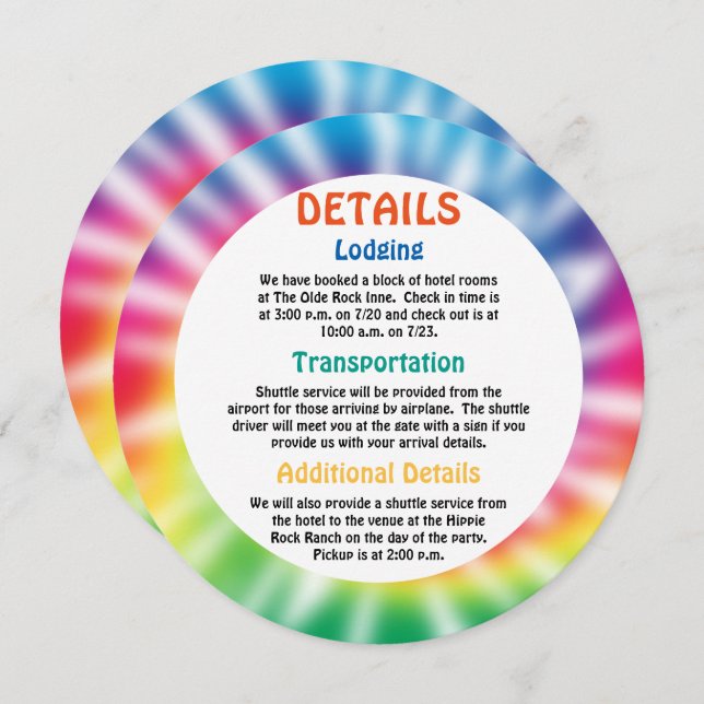 Convite Detalhes do Evento Anterior Hippy Tie Dye (Frente/Verso)