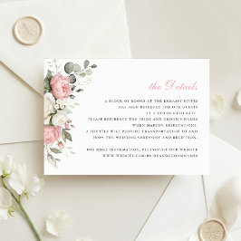 Convite Detalhes do Inserto de Casamento Rosa Floral Elega