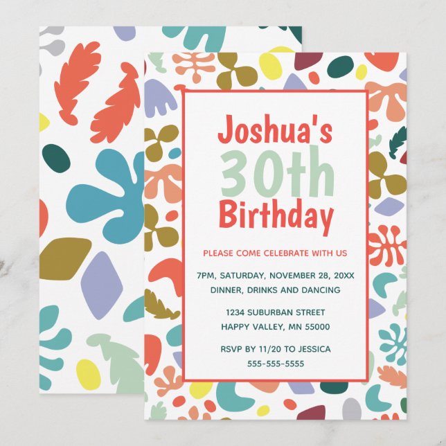 Convite Detalhes do Nome Personalizado do aniversário de 3 (Frente/Verso)